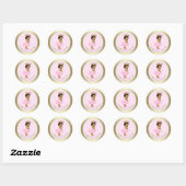 Sticker Rond Baby shower d'or rose (Feuille)
