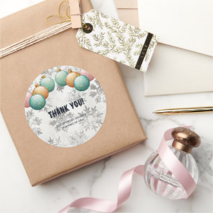 Sticker Rond Baby shower d'ornements de boules de neige d'hiver