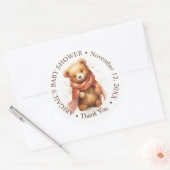 Sticker Rond Baby shower d'Ours Bébé Aquarelle mignonne (Enveloppe)