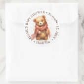 Sticker Rond Baby shower d'Ours Bébé Aquarelle mignonne (Sac)