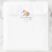 Sticker Rond Baby shower d'ours en peluche d'hiver (Sac)