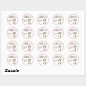 Sticker Rond Baby shower d'ours en peluche mignon (Feuille)