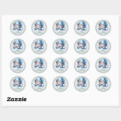 Sticker Rond Baby shower d'ours en peluche mignon (Feuille)