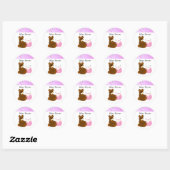 Sticker Rond Baby shower d'ours en peluche rose (Feuille)