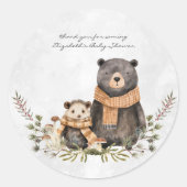 Sticker Rond Baby shower d'ours forestier d'automne (Devant)