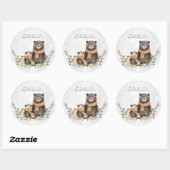 Sticker Rond Baby shower d'ours forestier d'automne (Feuille)