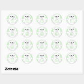 Sticker Rond Baby shower d'ours polaire vert (Feuille)