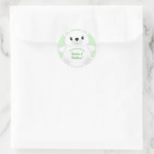 Sticker Rond Baby shower d'ours polaire vert (Sac)