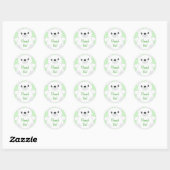 Sticker Rond Baby shower d'ours polaire vert (Feuille)