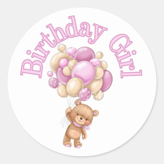 Sticker Rond Baby shower d'ours pour fille d'anniversaire (Devant)