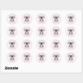Sticker Rond Baby shower d'ours rose Koala (Feuille)