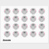 Sticker Rond Baby shower d'ours rose Koala (Feuille)