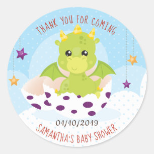 Sticker Rond Baby shower Dragon