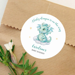 Sticker Rond Baby shower Dragon mou
