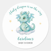 Sticker Rond Baby shower Dragon mou (Devant)