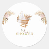 Sticker Rond Baby shower du berceau floral (Devant)