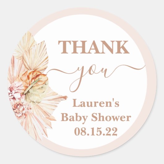 Sticker rond Baby shower du désert Boho (Devant)