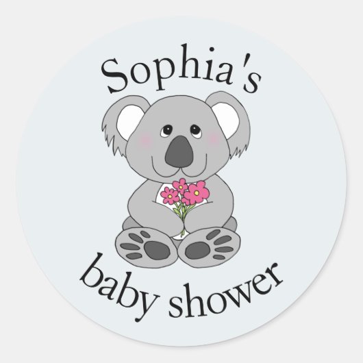 Sticker Rond Baby shower du nom de l'ours mou Koala (Devant)
