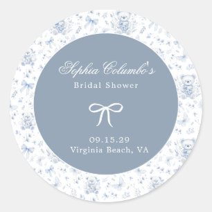 Sticker Rond Baby shower Dusty Blue Chinoiserie