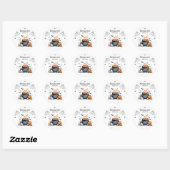 Sticker Rond Baby shower Éffrayant tendance d'Halloween (Feuille)