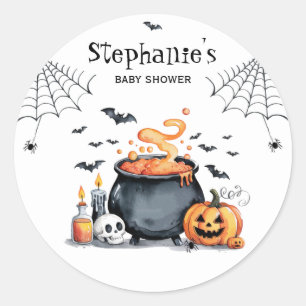 Sticker Rond Baby shower Éffrayant tendance d'Halloween