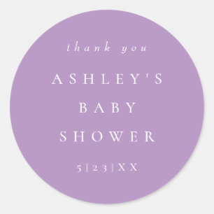 Sticker Rond Baby Shower Élégant Coordonnées Lilas
