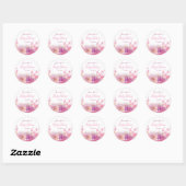 Sticker Rond Baby shower Élégant Script Aquarelle Fleurs Rose (Feuille)