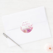 Sticker Rond Baby shower Élégant Script Aquarelle Fleurs Rose (Enveloppe)