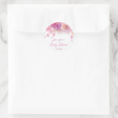 Sticker Rond Baby shower Élégant Script main Aquarelle Fleurs (Sac)