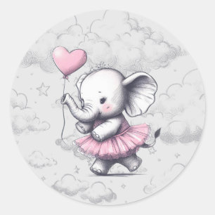 Sticker Rond Baby shower éléphant