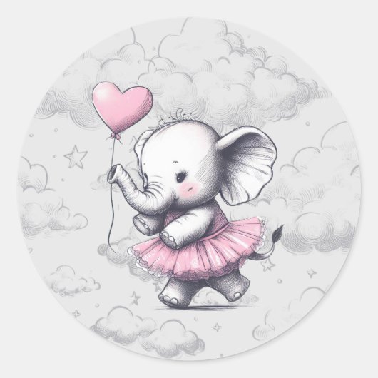 Sticker Rond Baby shower éléphant (Devant)