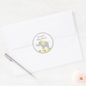 Sticker Rond Baby shower éléphant à point de Polka jaune (Enveloppe)