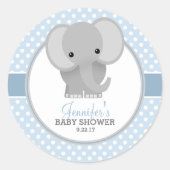 Sticker Rond Baby shower Eléphant bébé (bleu) (Devant)