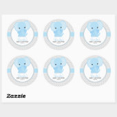Sticker Rond Baby shower Eléphant bébé (bleu) (Feuille)