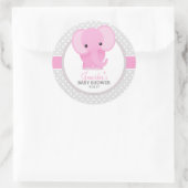 Sticker Rond Baby shower Eléphant bébé (rose) (Sac)