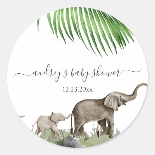 Sticker Rond Baby shower Elephant Boy (Devant)