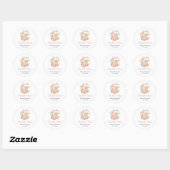 Sticker Rond Baby shower Eléphant Fille Lune Rose Cute (Feuille)