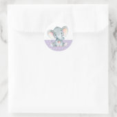Sticker Rond Baby Shower éléphant fille Violet (Sac)