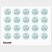 Sticker Rond Baby shower éléphant garçon bleu (Feuille)