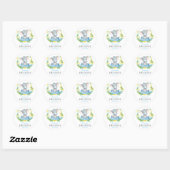 Sticker Rond Baby shower éléphant garçon bleu et gris (Feuille)