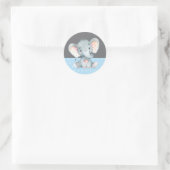 Sticker Rond Baby shower éléphant garçon bleu et gris (Sac)