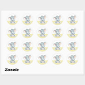 Sticker Rond Baby Shower Eléphant Jaune (Feuille)
