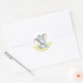 Sticker Rond Baby Shower Eléphant Jaune (Enveloppe)