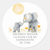 Sticker Rond Baby shower Elephant Kisses (Devant)