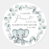 Sticker Rond Baby shower Eléphant mignon (Devant)