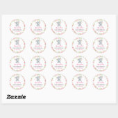 Sticker Rond Baby shower Eléphant Petit Arachide Fille Sprinké (Feuille)