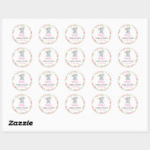 Sticker Rond Baby shower Eléphant Petit Arachide Fille Sprinké (Feuille)
