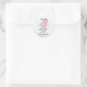 Sticker Rond Baby shower Eléphant rose Chic Wood (Sac)