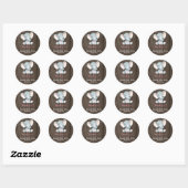 Sticker Rond Baby shower Eléphant Rustique Merci rose Favoriser (Feuille)