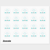 Sticker Rond Baby shower Eléphant Turquoise et Grey Favoriser (Feuille)